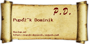 Pupák Dominik névjegykártya